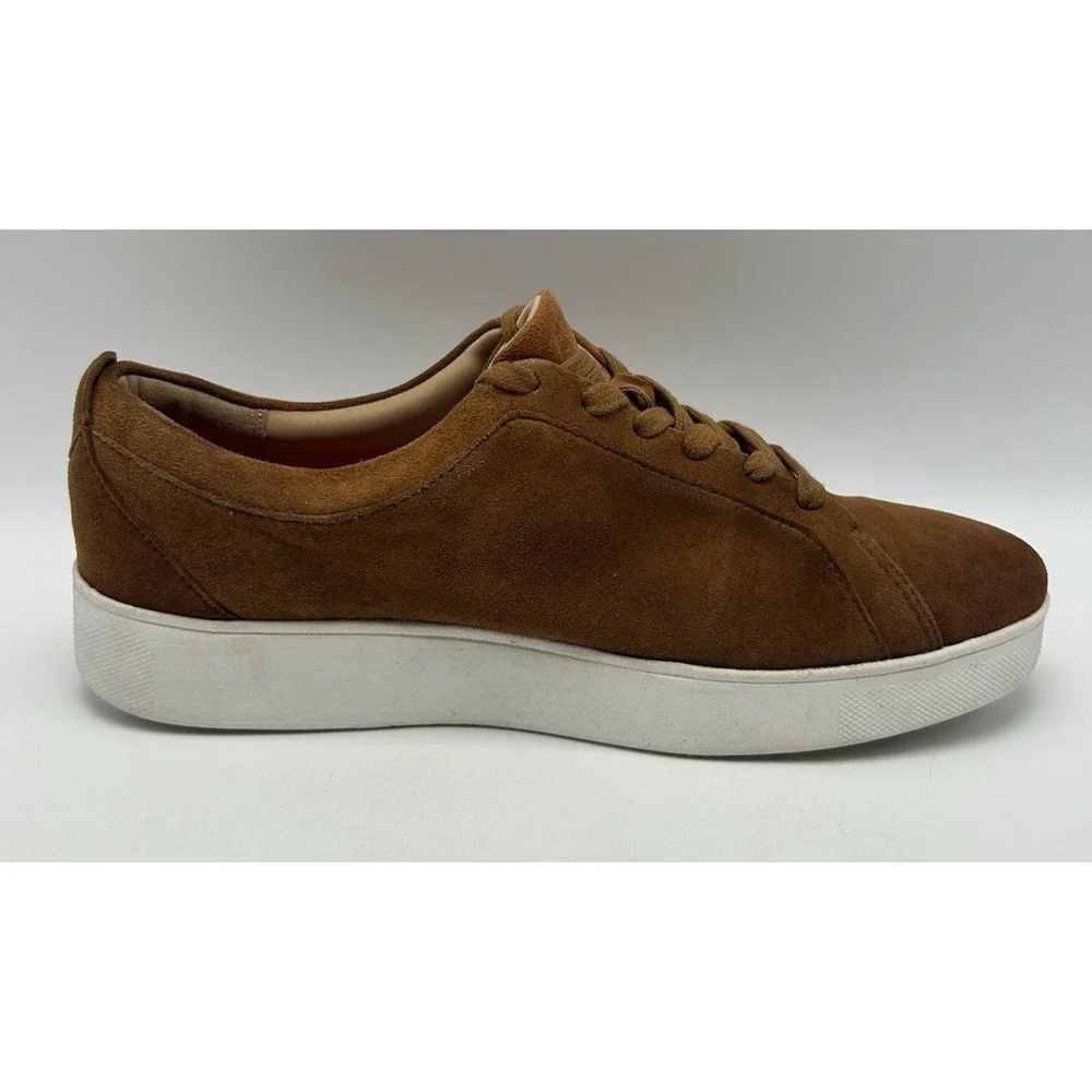 Fitflop Sneakers Womens 9 Rally Brown Suede Leather Casual Fashion Lace Up Read